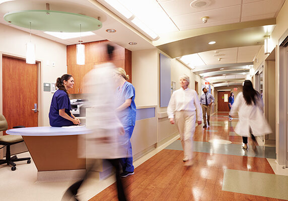 Busy hospital hallway